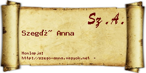 Szegő Anna névjegykártya