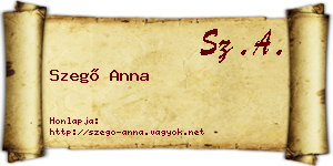 Szegő Anna névjegykártya